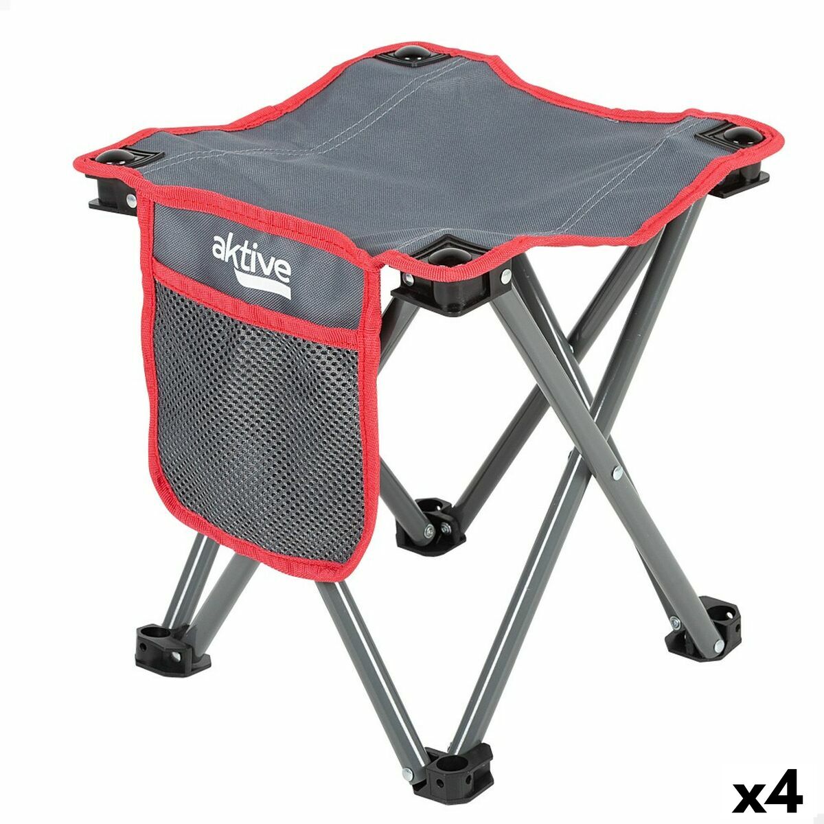 Sittpall Aktive Hopfällbar Camping Grå 30 x 32 x 30 cm (4 antal) - 7