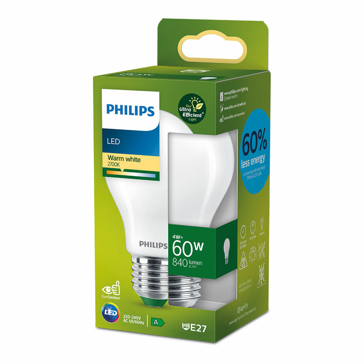 LED-lampa Philips Classic A 4 W 60 W E27 840 lm (2700 K) - 3