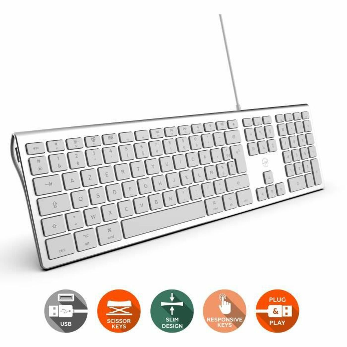 Tangentbord Mobility Lab Vit Silvrig Mac OS AZERTY - 5