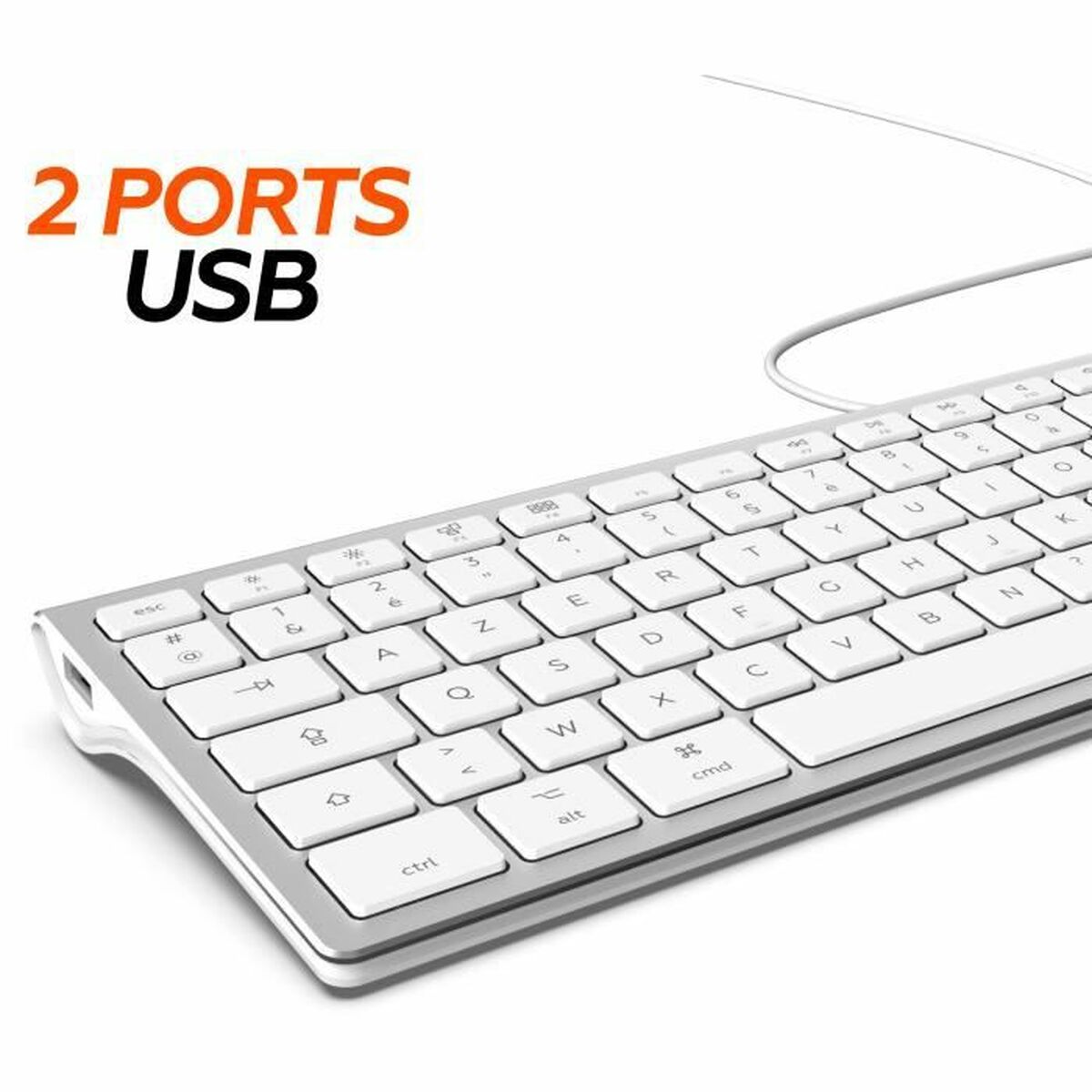 Tangentbord Mobility Lab Vit Silvrig Mac OS AZERTY - 6