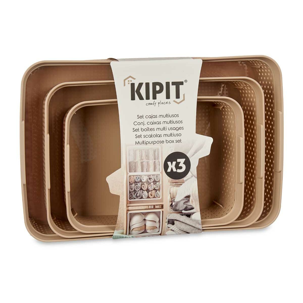 Uppsättning av arrangörsbrickor Kipit 041271-5 Beige Plast Rektangulär 6 antal - 2