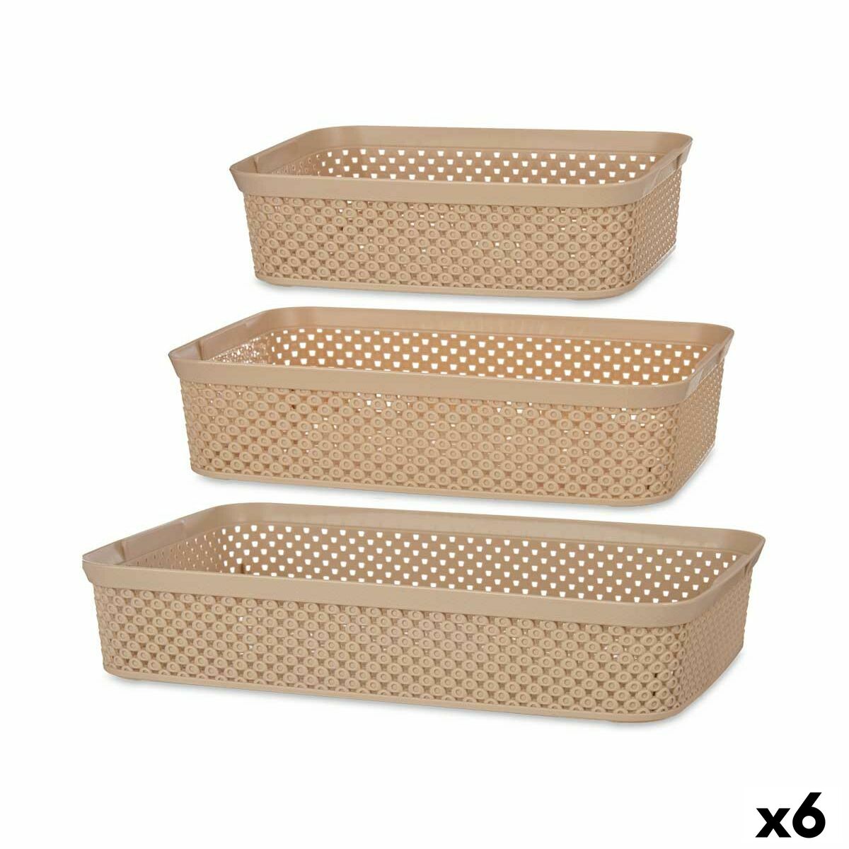 Uppsättning av arrangörsbrickor Kipit 041271-5 Beige Plast Rektangulär 6 antal