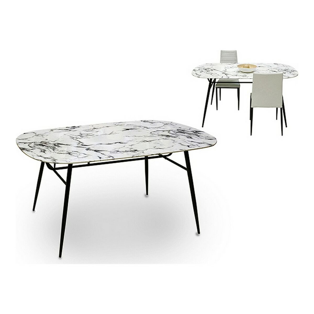 Sidobord Gift Decor Vit Svart 90 x 76,5 x 160 cm Härdat glas - 5
