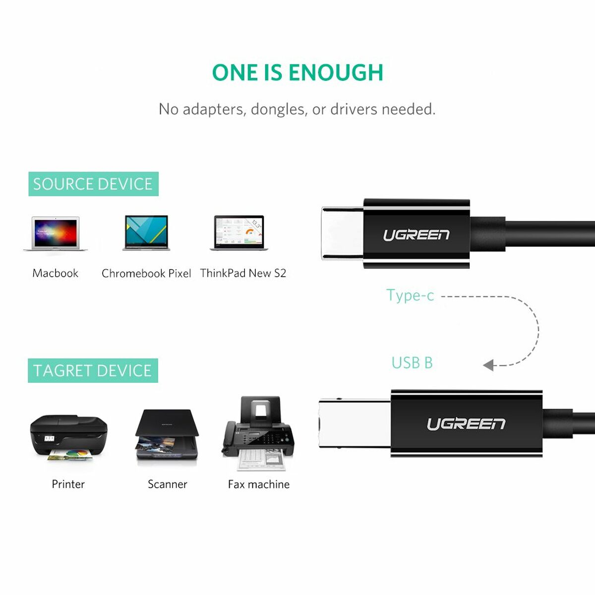 USB 2.0 A till Mini USB B Kabel Ugreen 50446 Svart 2 m - 2