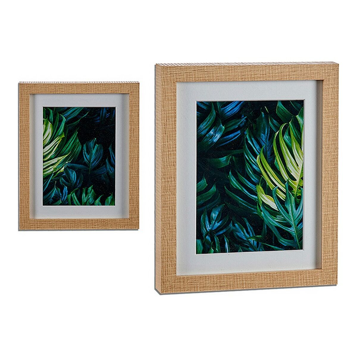 Tavla Gift Decor Brun Grön Trä Glas spånskiva 23 x 3 x 28 cm Löv av en växt - 2