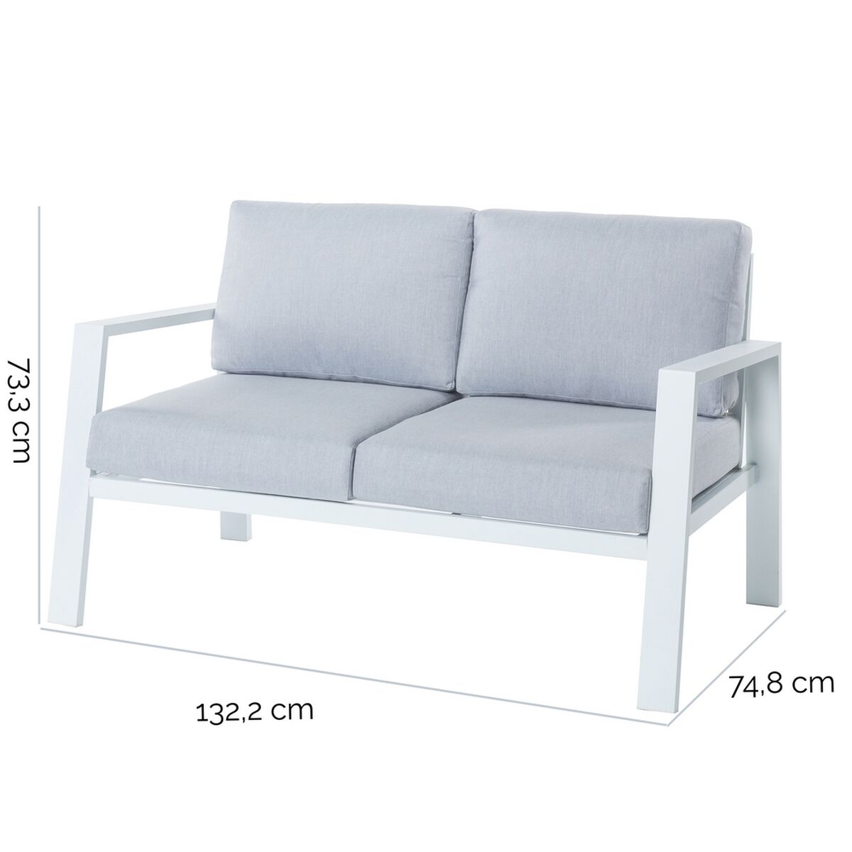 2-mans soffa Thais Vit Aluminium 132,20 x 74,80 x 73,30 cm - 6