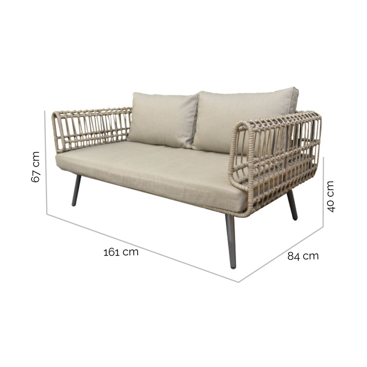 2-mans soffa Ariki Stål Rattan syntetisk rattan 161 x 84 x 67 cm - 2