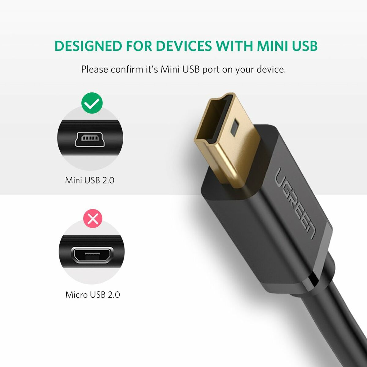 USB till Mini USB Kabel Ugreen 10385 Svart - 2