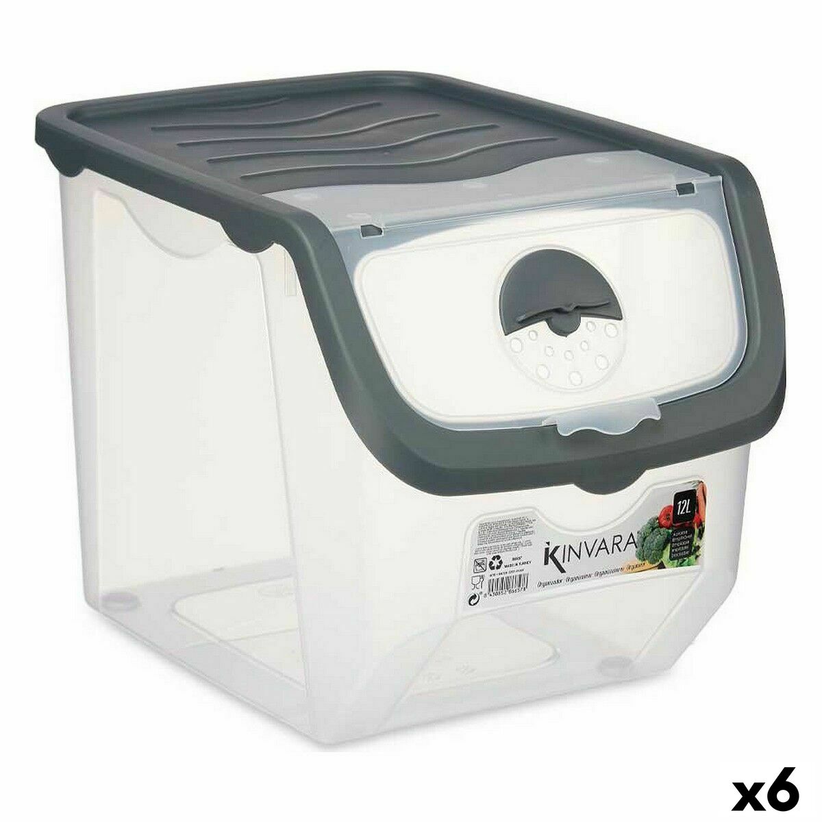 Stapelbar förvaringslåda Antracitgrå Plast 31 x 24 x 23,5 cm (6 antal)
