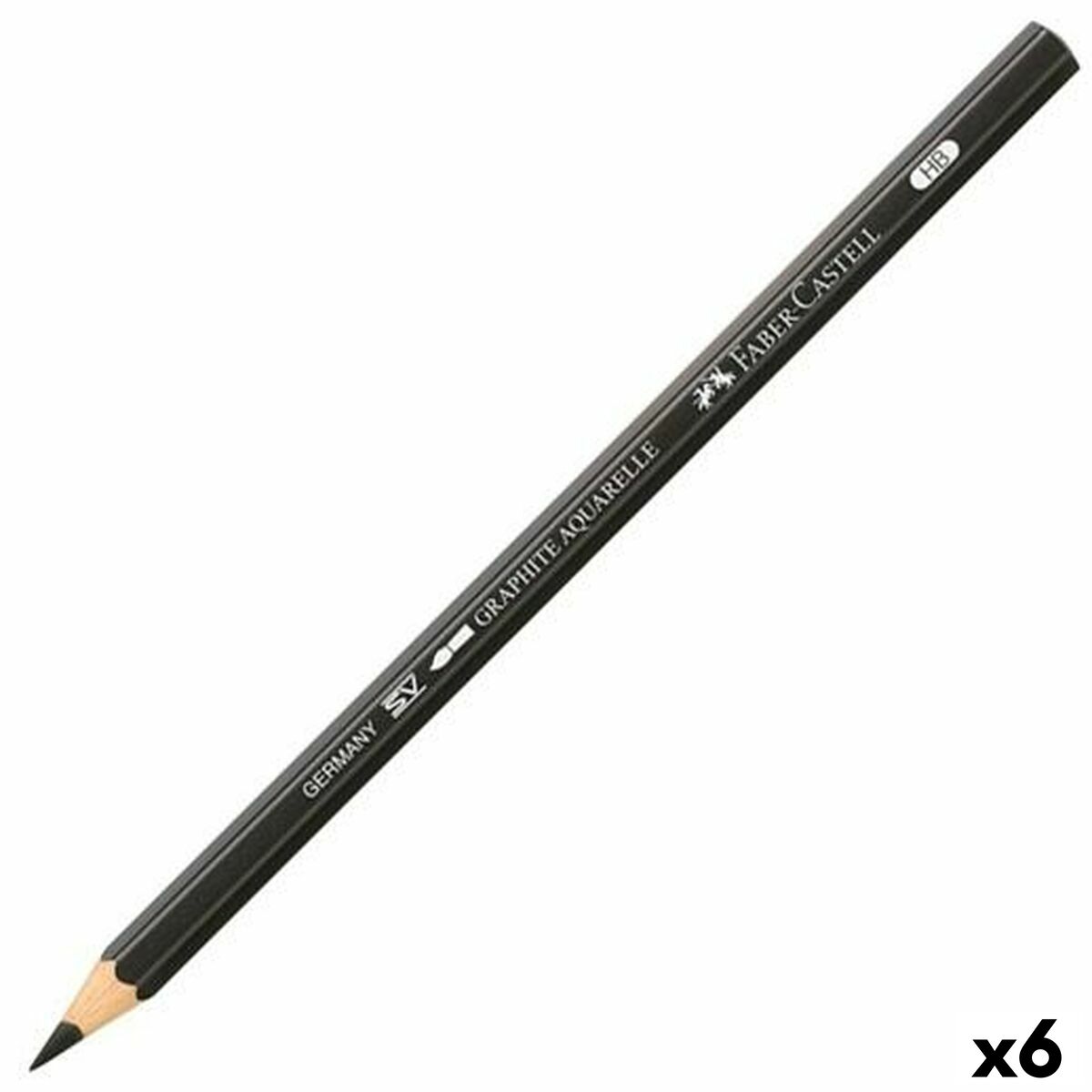 Penna Faber-Castell Graphite Aquarelle Akvarell Svart Sexkantig HB (6 antal) - 3