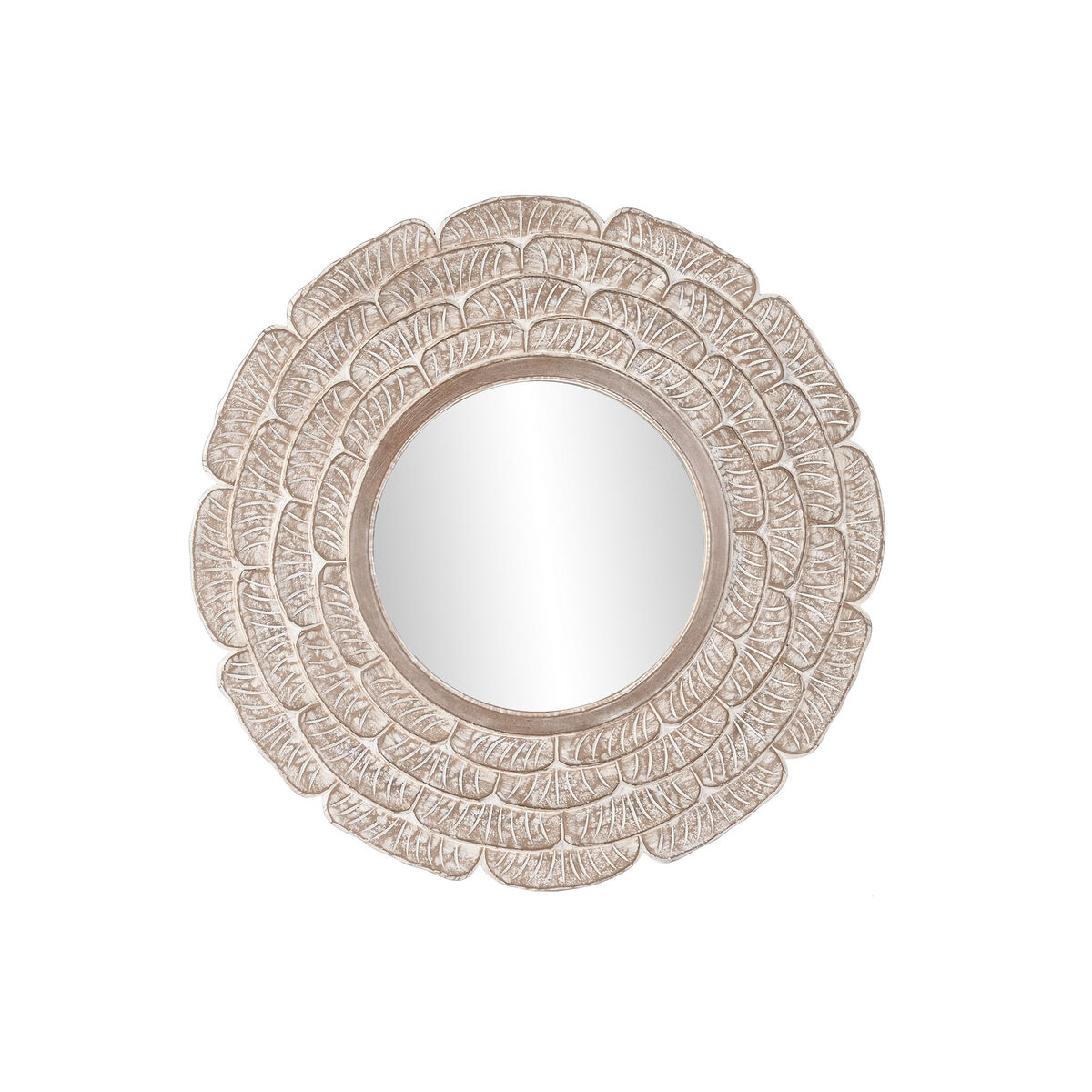 Väggspegel DKD Home Decor Vit Naturell Indier Avskalad 90 x 1,5 x 90 cm (90 Delar) - 3