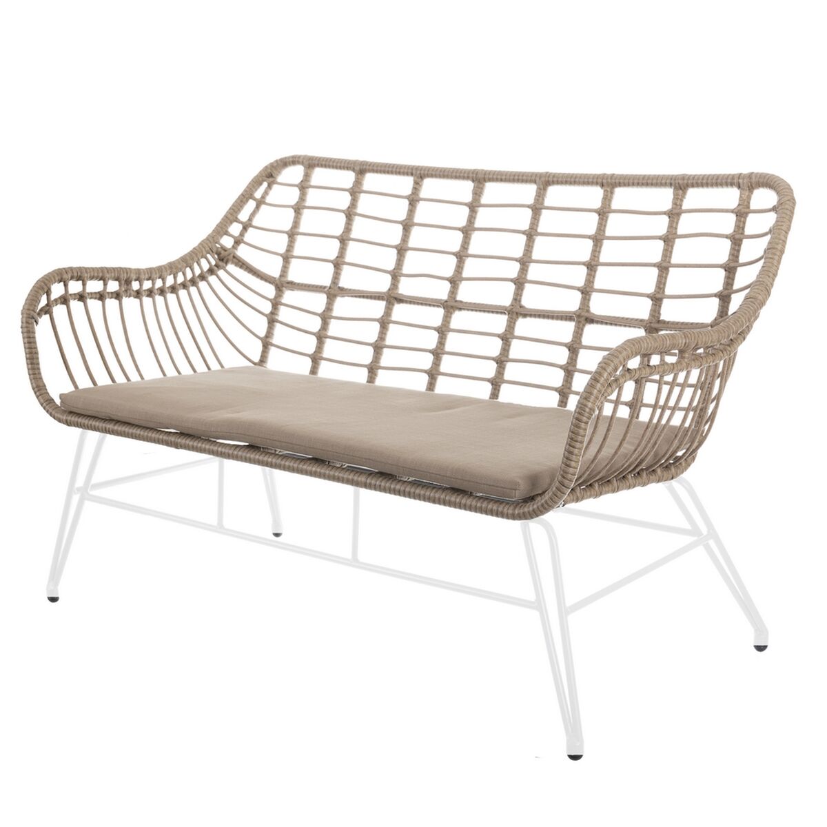 Trädgårdssoffa Ariki 121 x 62 x 76 cm syntetisk rattan Stål Vit