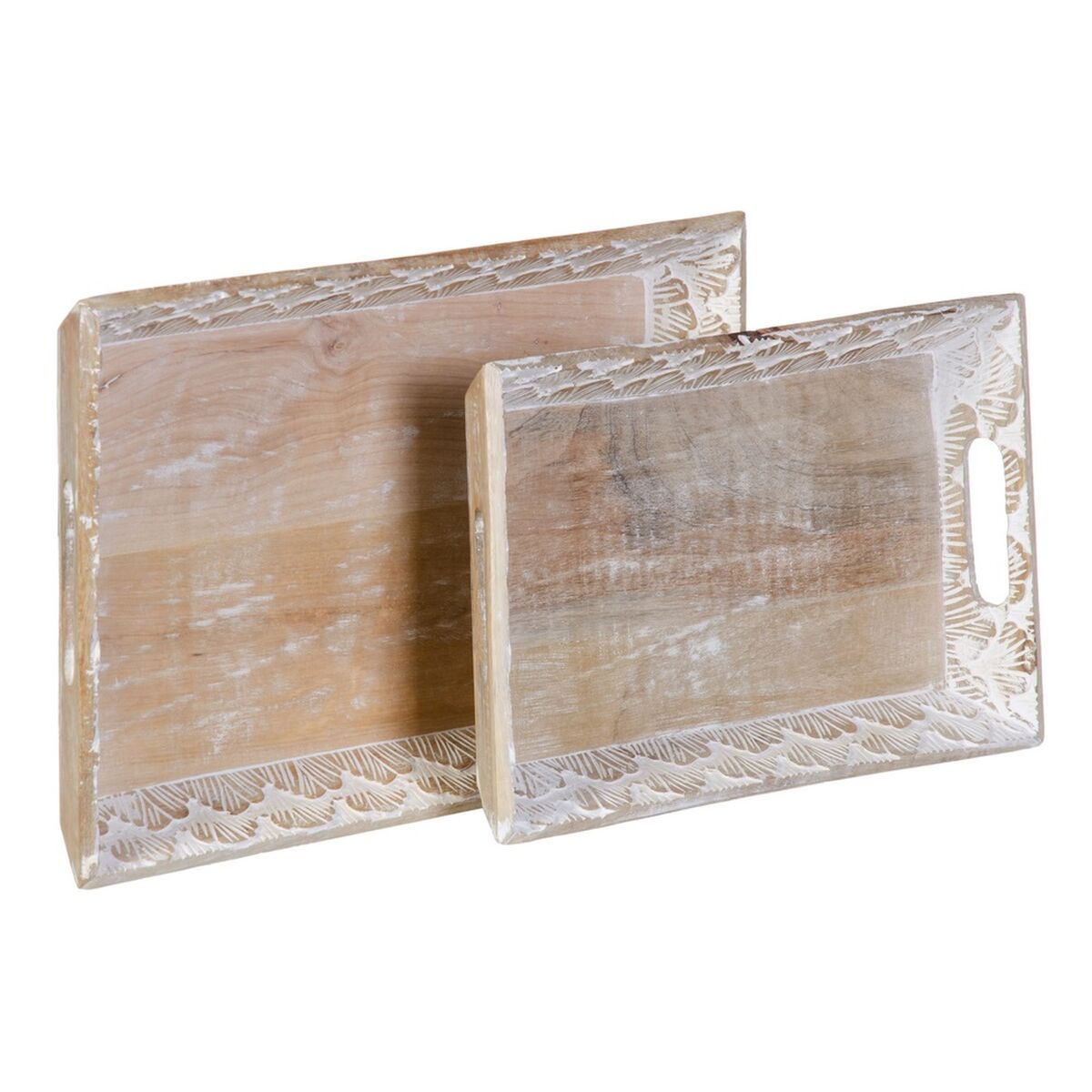 Snacksbricka 45,5 x 30,5 x 5,5 cm Vit Mangoträ (2 antal) - 5