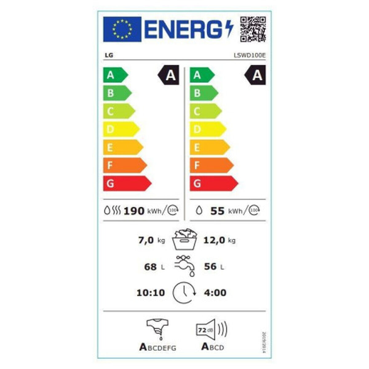 Washer - Dryer LG LSWD100E 1600 rpm 12kg / 7kg - 2