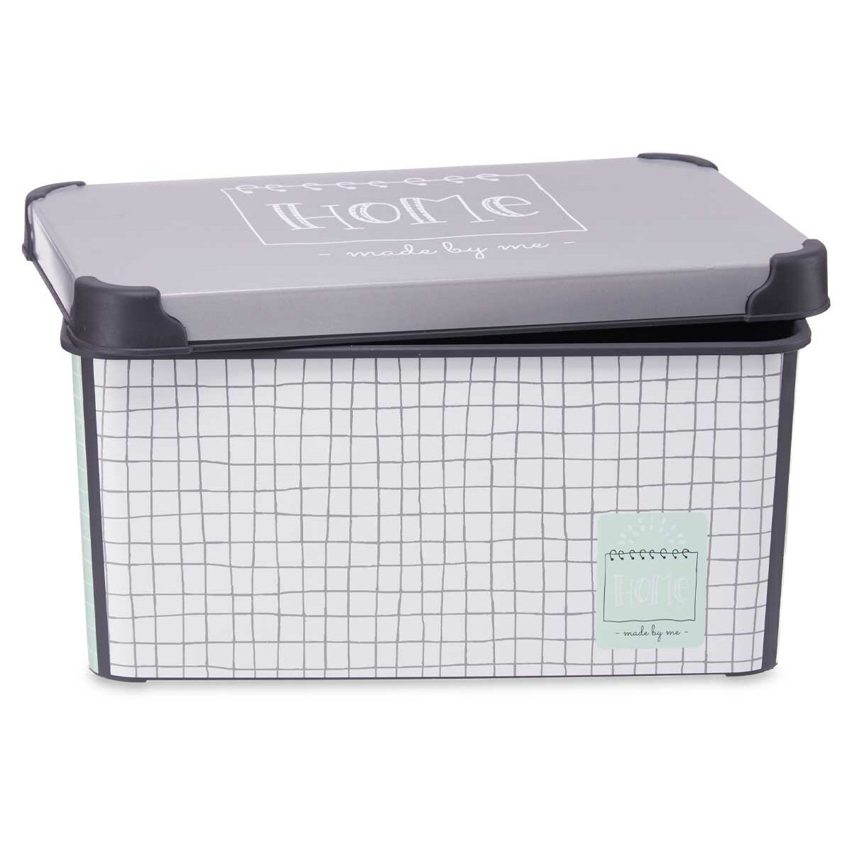 Förvaringslåda med lock Home Grafpapper Grå Plast 10 L 23,5 x 16,5 x 35 cm (12 antal) - 2