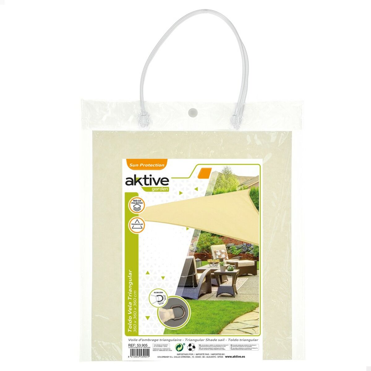 Skugga segel Aktive Triangulär 360 x 0,3 x 360 cm (6 antal) - 5