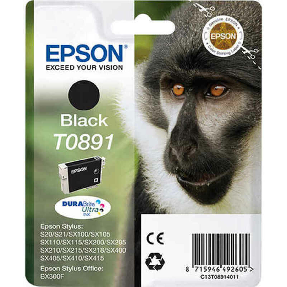 Original Bläckpatron Epson Cartucho T0891 negro Svart