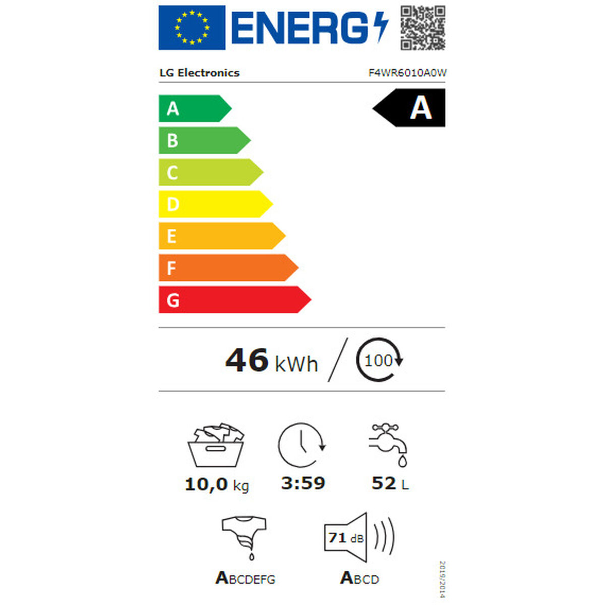 Tvättmaskin LG F4WR6010A0W 60 cm 1400 rpm 10 kg - 3