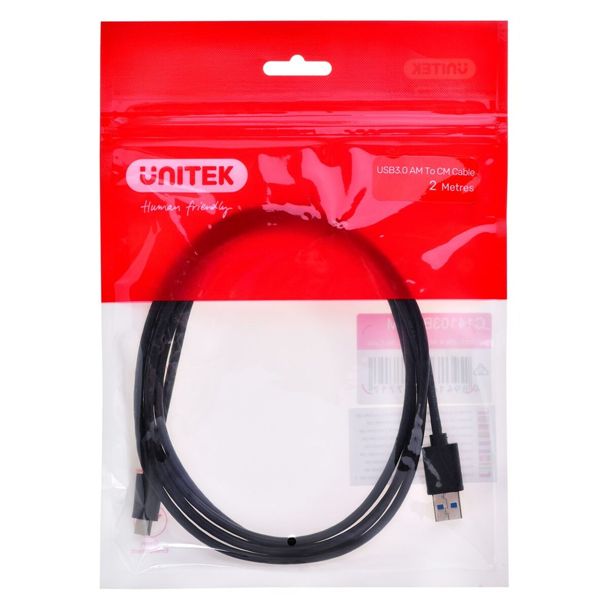 USB A till USB C Kabel Unitek C14103BK-2M Svart 2 m - 3