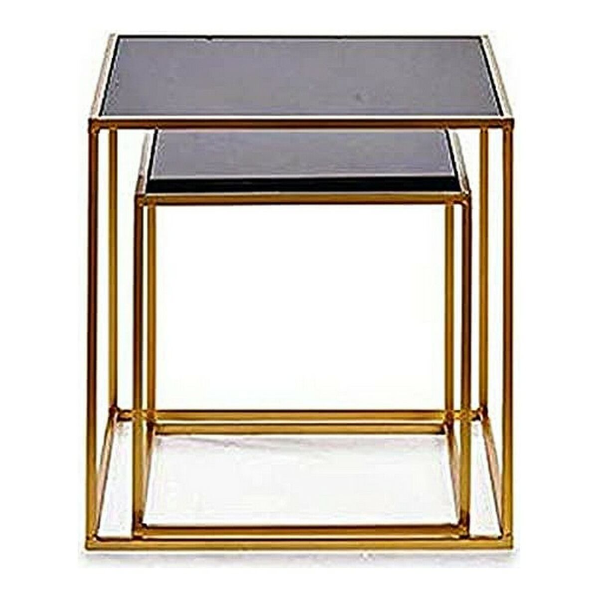 2-bordsset Gift Decor Svart Gyllene Metall Glas 50 x 50 x 50 cm - 5