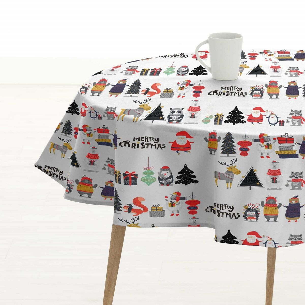 Bordsduk Belum Noel Vit Multicolour Ø 140 cm