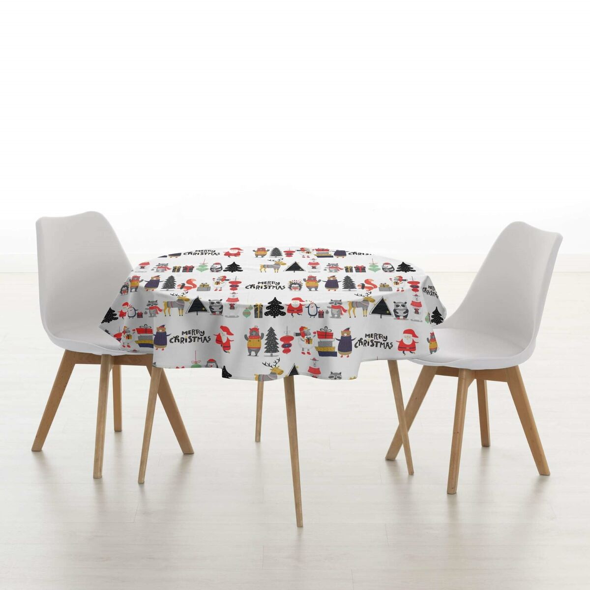 Bordsduk Belum Noel Vit Multicolour Ø 140 cm - 3