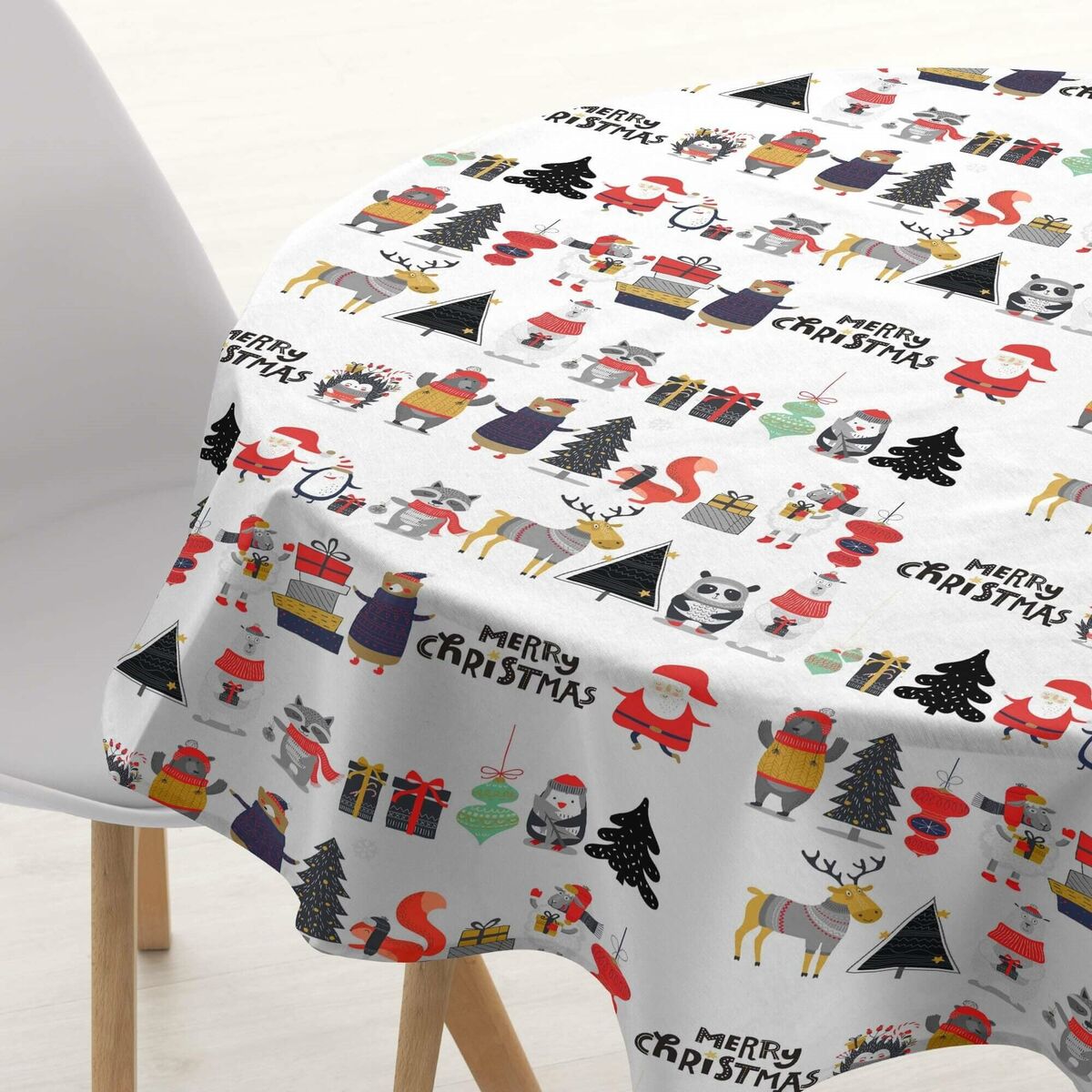 Bordsduk Belum Noel Vit Multicolour Ø 140 cm - 2