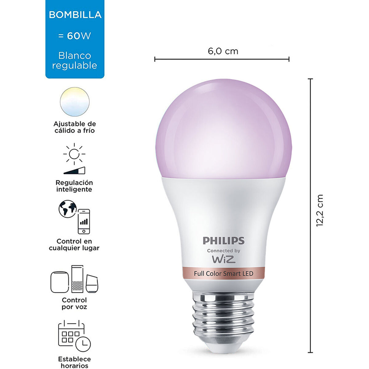 Smart-Lampa Philips Wiz Full Colors F 8,5 W E27 806 lm (2200-6500 K) - 4