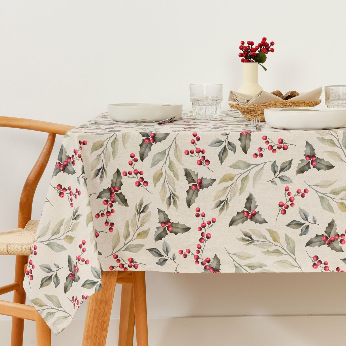 Fläckresistent bordsduk i harts Belum Christmas Röd Grön Naturell 200 x 150 cm - 2