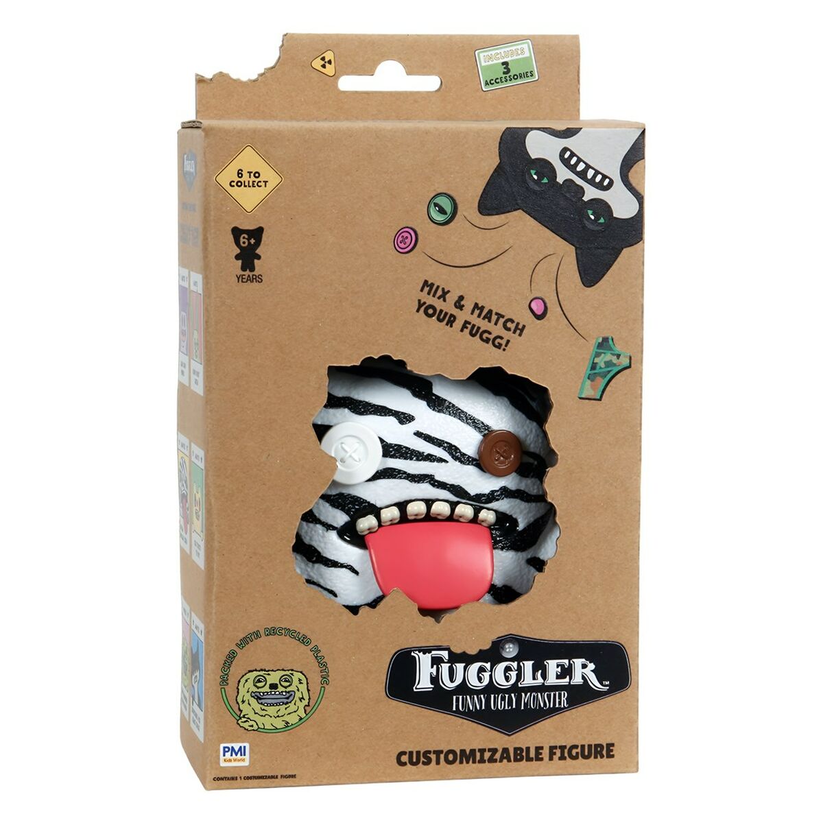 Samlingsfigurer PMI Kids World FG6010B Vit Svart Plast Zebra Djur