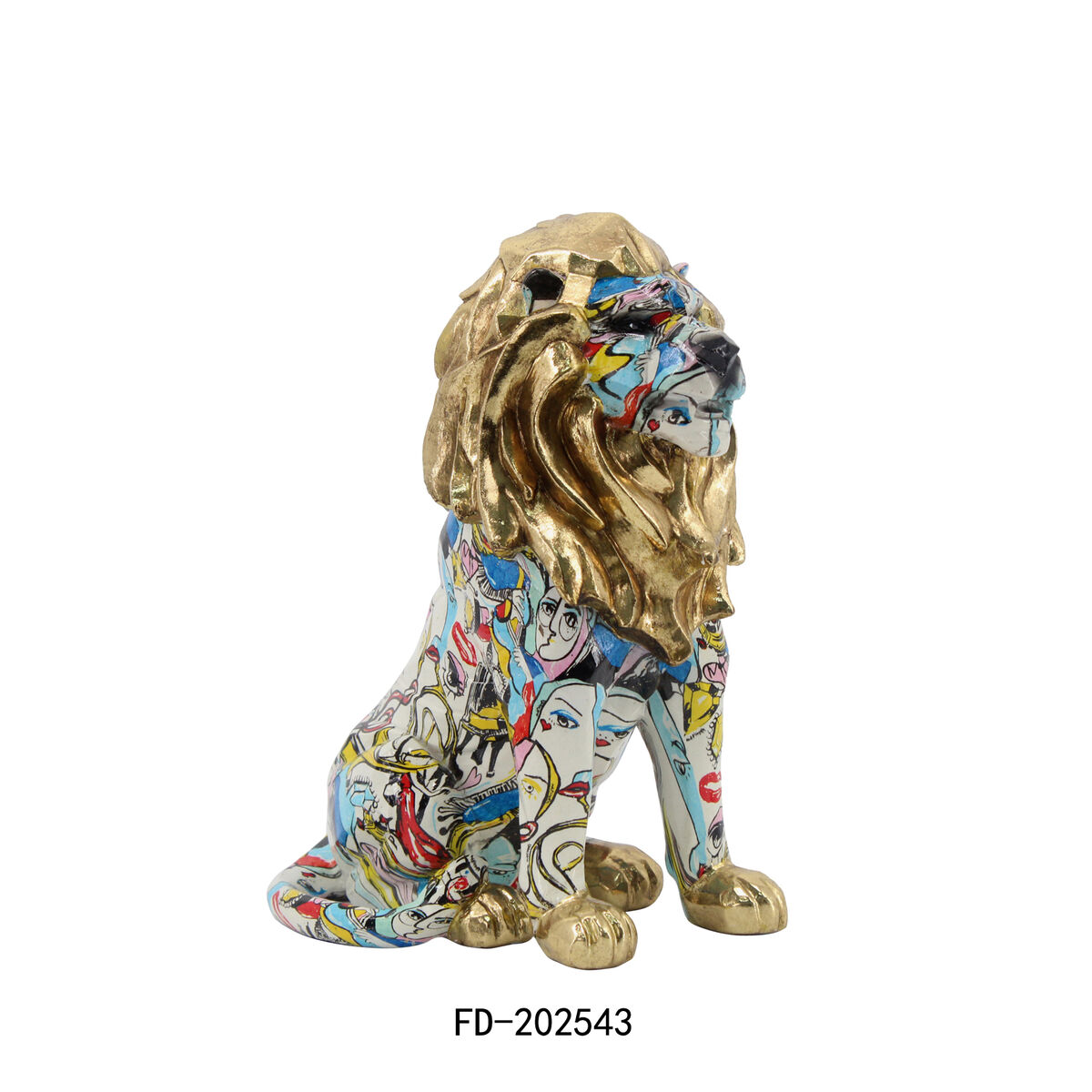 Prydnadsfigur DKD Home Decor Gyllene Lejonet Harts Multicolour Modern (21 x 14,5 x 27 cm) (15 x 21 x 27 cm) - 2