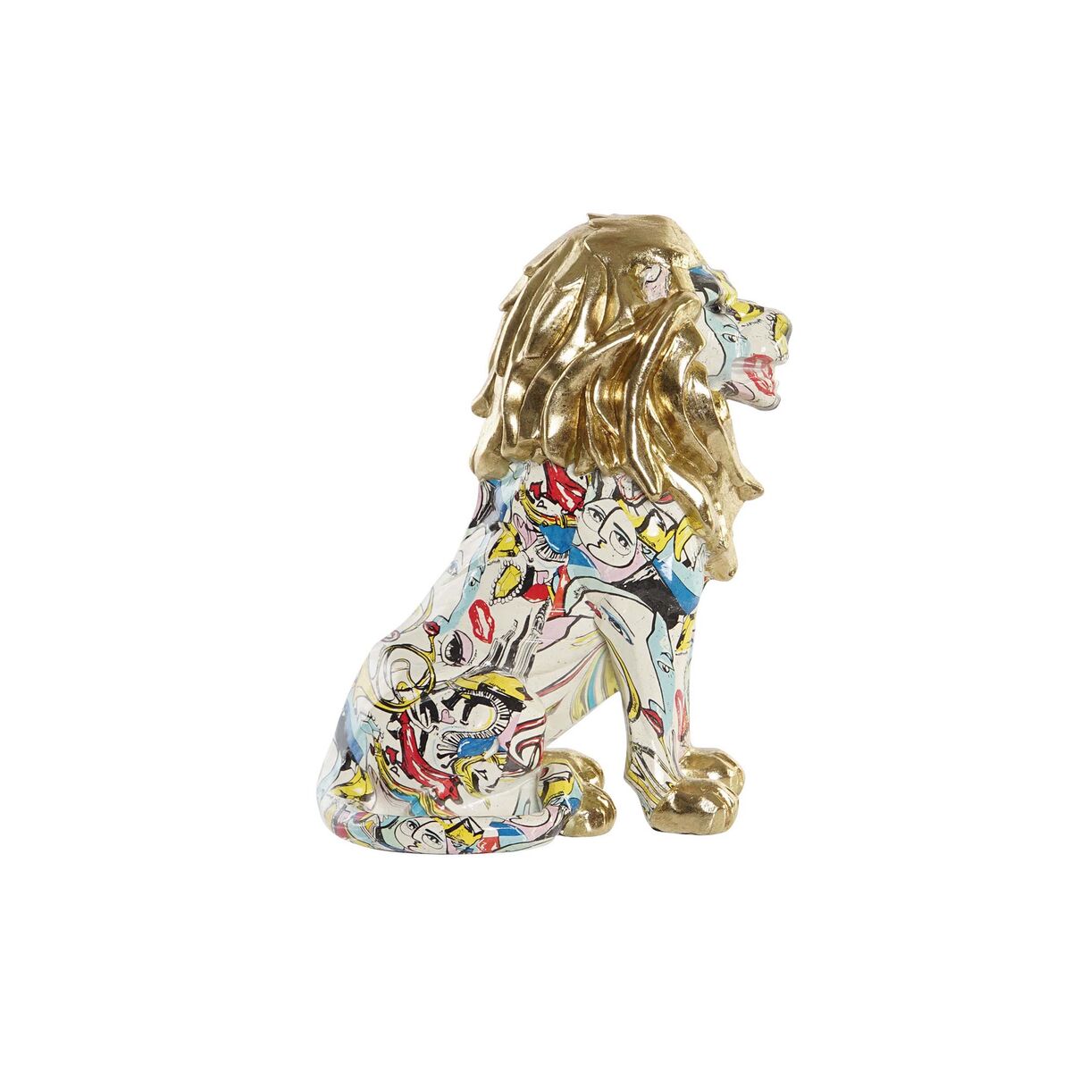 Prydnadsfigur DKD Home Decor Gyllene Lejonet Harts Multicolour Modern (21 x 14,5 x 27 cm) (15 x 21 x 27 cm) - 5