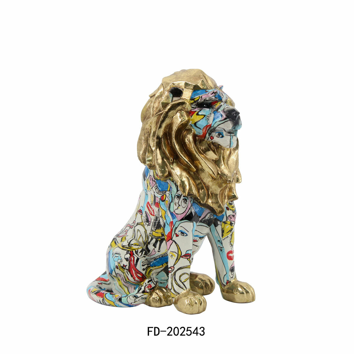 Prydnadsfigur DKD Home Decor Gyllene Lejonet Harts Multicolour Modern (21 x 14,5 x 27 cm) (15 x 21 x 27 cm) - 8
