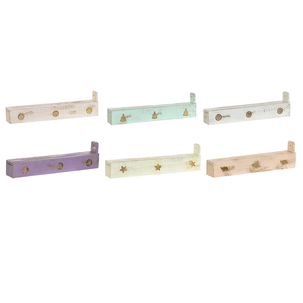 Eterisk oljebrännare Home ESPRIT Trä 24 x 4 x 6 cm (12 Delar) (6 antal)