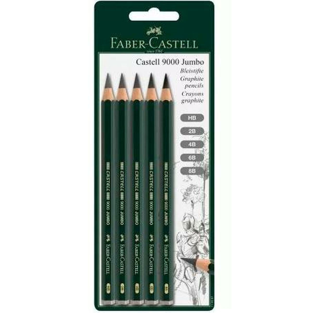 Set med pennor Faber-Castell Sexkantig 2B 4B 6B 8B (5 antal) - 2