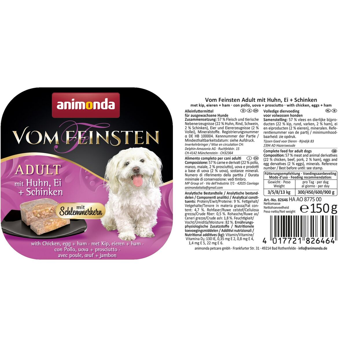 Våt mat Animonda Vom Feinsten Gourmet Kyckling Skinka 150 g - 2