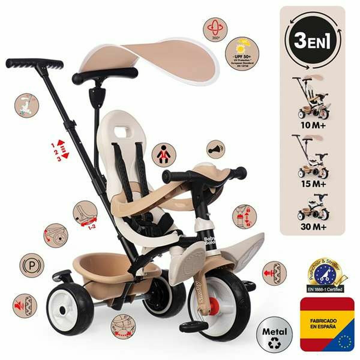 Trehjuling Smoby Beige - 3