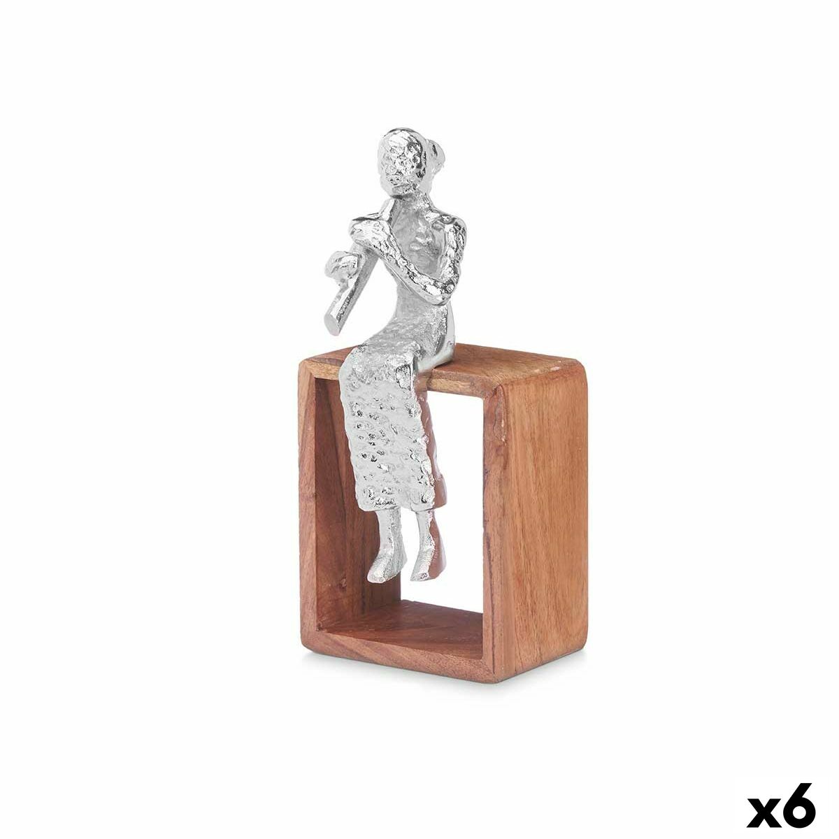 Prydnadsfigur Gift Decor Brun Silvrig Silver Blockflöjt 13 x 27 x 13 cm (6 antal)