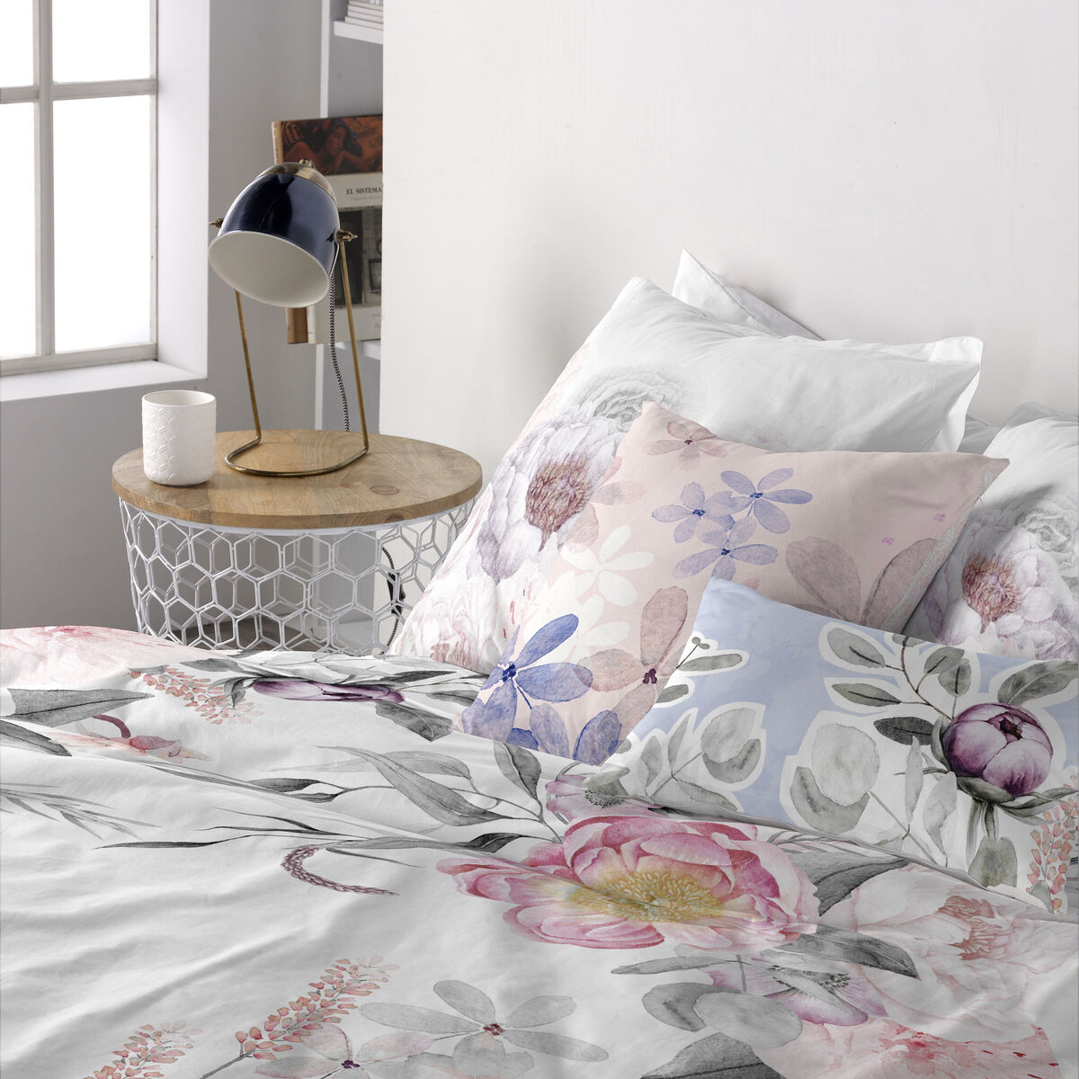Set med kuddfodral HappyFriday Delicate bouquet Multicolour 2 Delar - 4