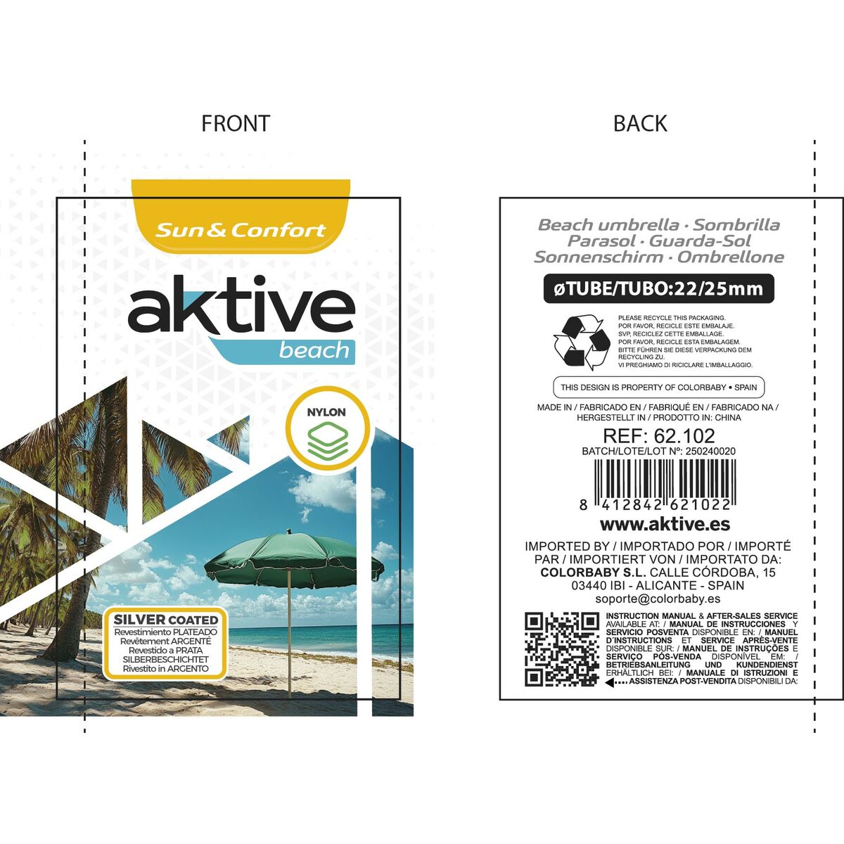Paraply Aktive 200 x 203,5 x 200 cm 200 x 207 x 200 cm (6 antal) - 8