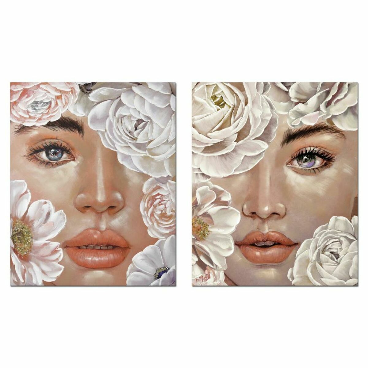 Tavla DKD Home Decor Virágok Romantisk 80 x 3 x 100 cm (2 antal) - 2