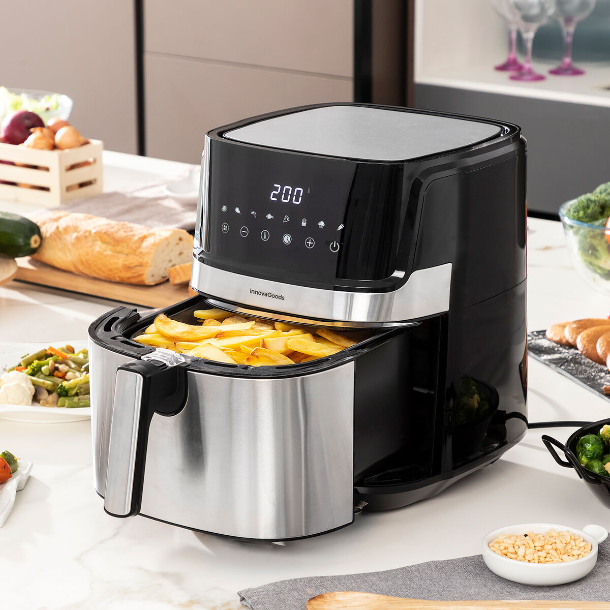 Luftfritös InnovaGoods Fryinn Pro 5500 Svart 1700 W 5,5 L Rostfritt stål - 20