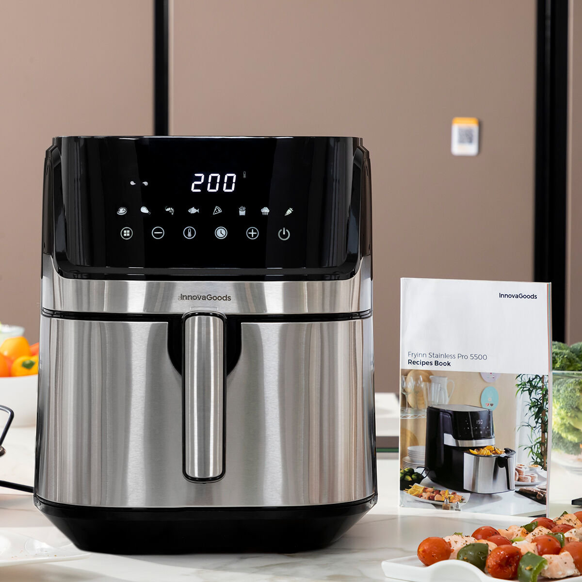 Luftfritös InnovaGoods Fryinn Pro 5500 Svart 1700 W 5,5 L Rostfritt stål - 18