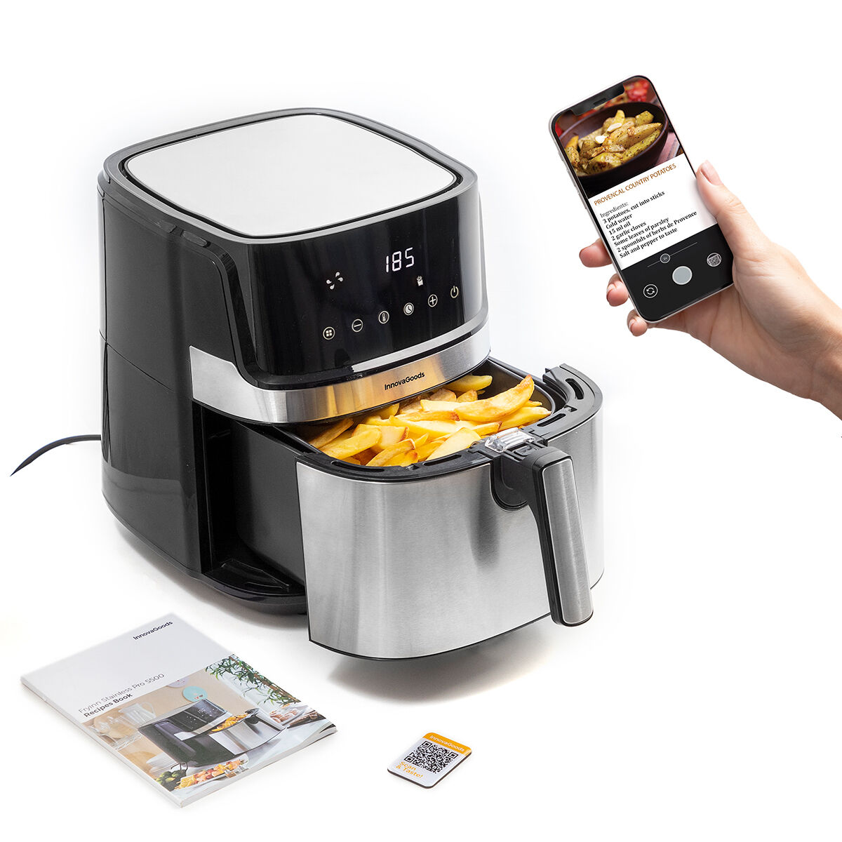 Luftfritös InnovaGoods Fryinn Pro 5500 Svart 1700 W 5,5 L Rostfritt stål - 9