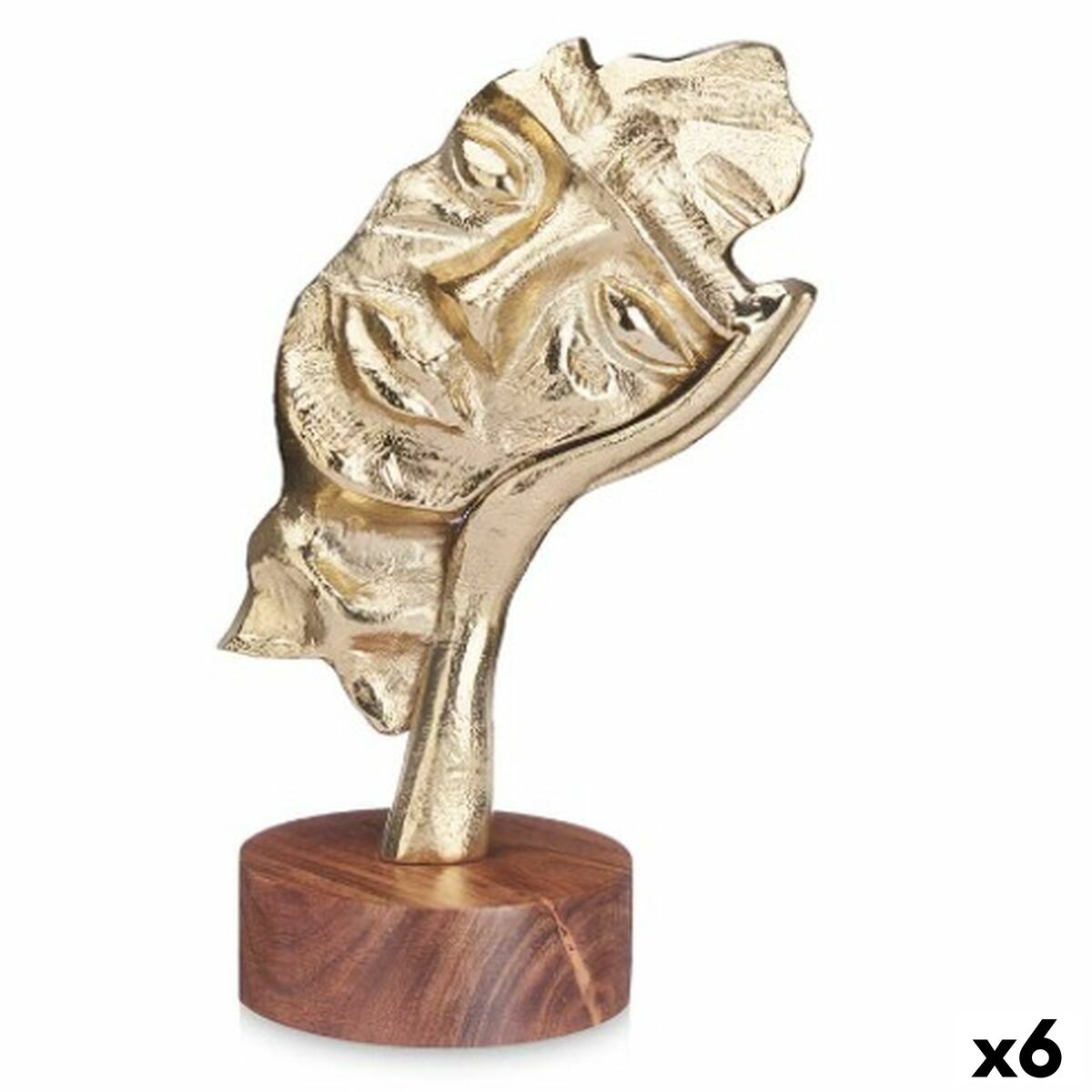 Prydnadsfigur Ansikte Gyllene Trä Metall 16,5 x 26,5 x 11 cm - 3