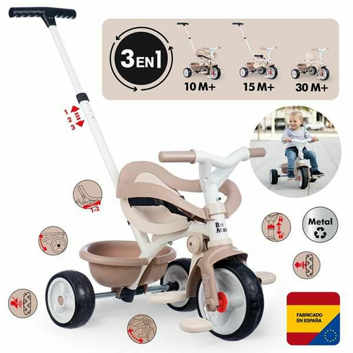 Trehjuling Smoby Be Move Confort Beige - 3