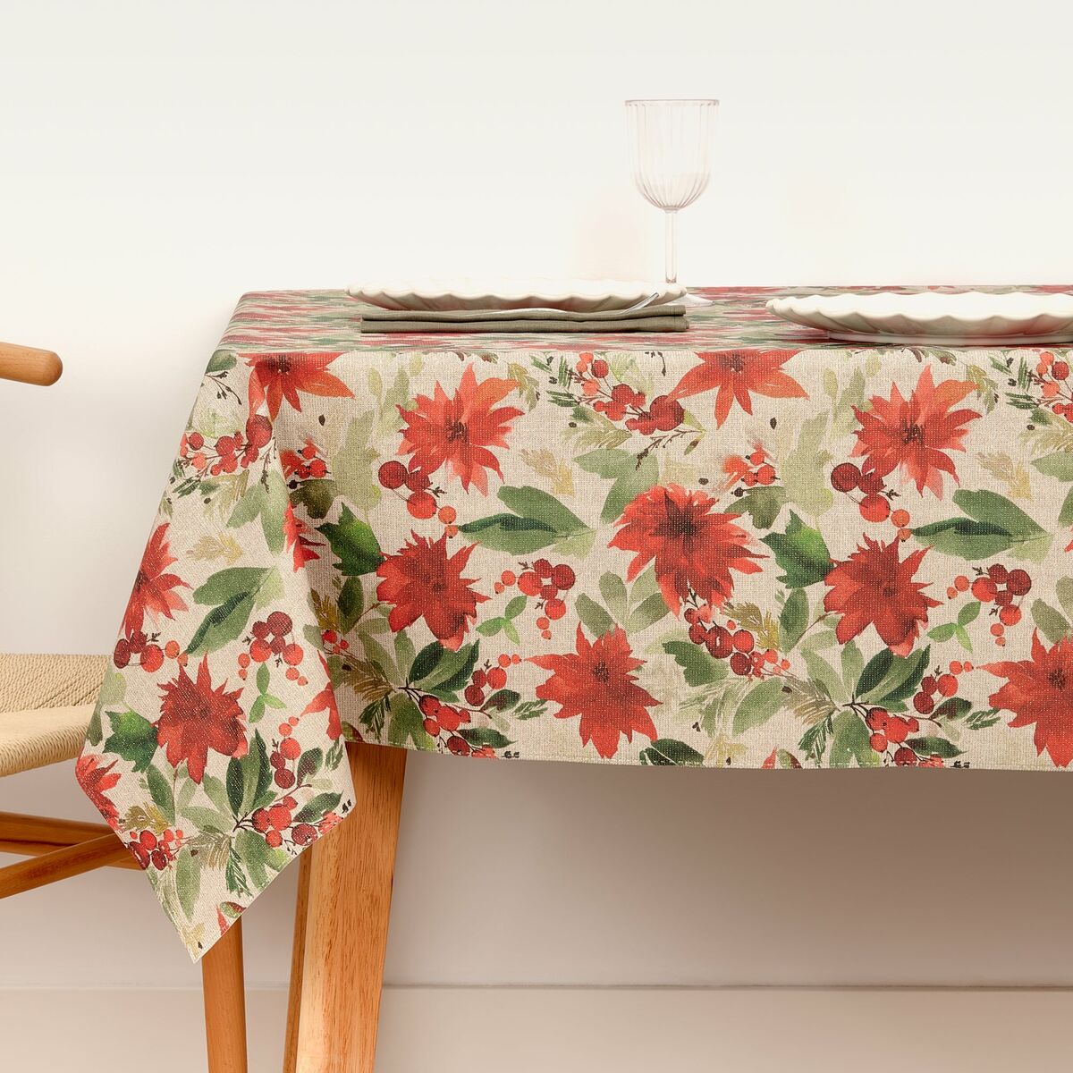 Fläckresistent bordsduk i harts Belum Merry Christmas Multicolour 150 x 150 cm