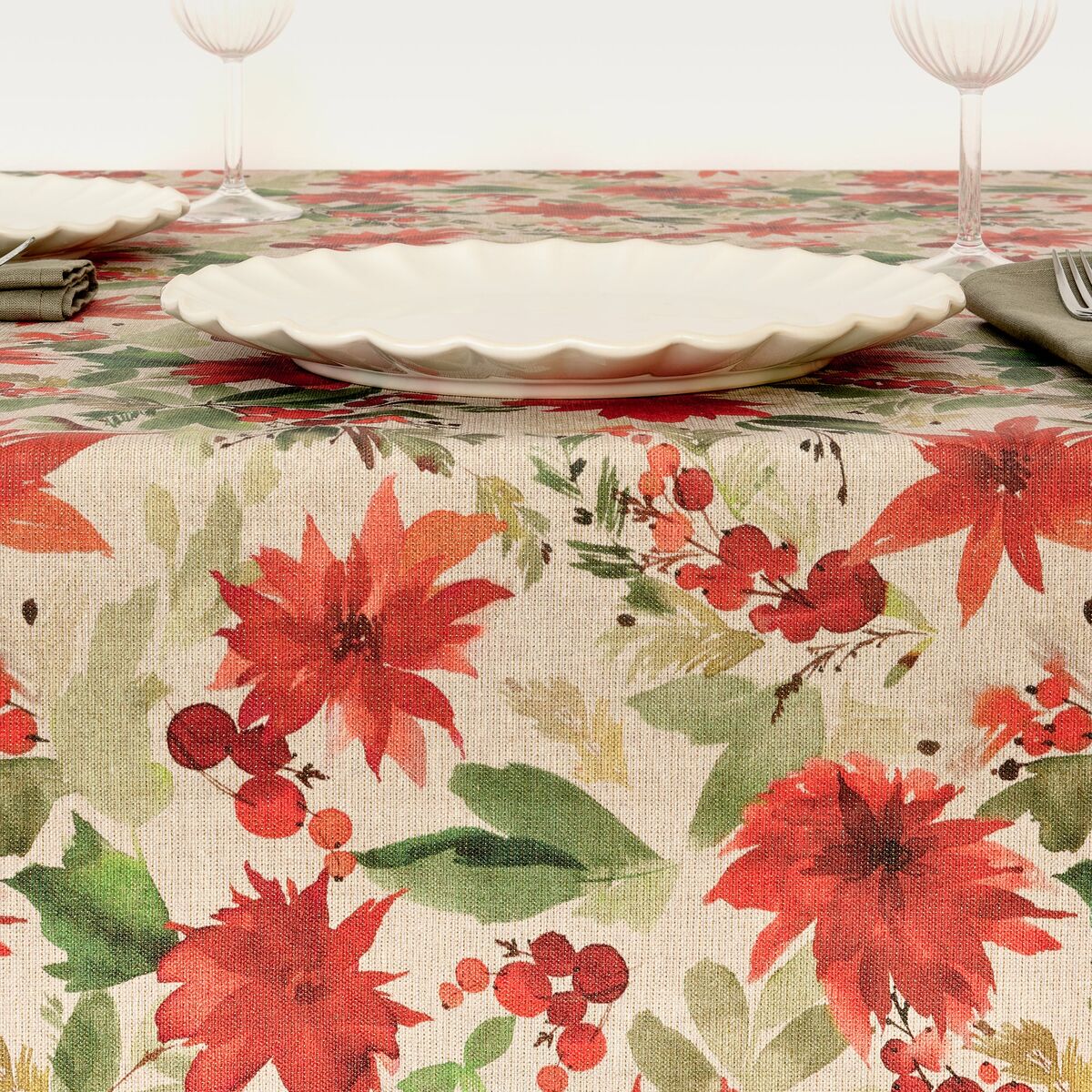 Fläckresistent bordsduk i harts Belum Merry Christmas Multicolour 150 x 150 cm - 4