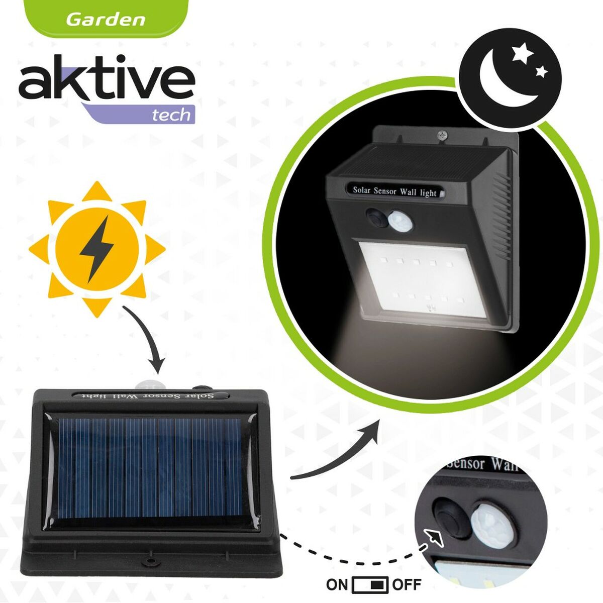 LED-lampa med rörelsesensor Aktive Plast 9 x 12 x 5 cm (6 antal) - 12