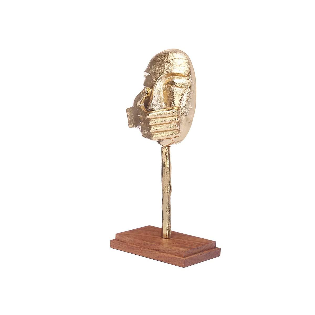 Prydnadsfigur Ansikte Gyllene Trä Metall 17 x 33,5 x 10 cm - 5